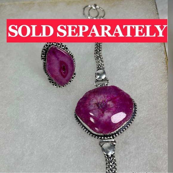 Pink Solar Quartz Garnet Large 925 Gemstone Necklace ONLY - Picture 12 of 13